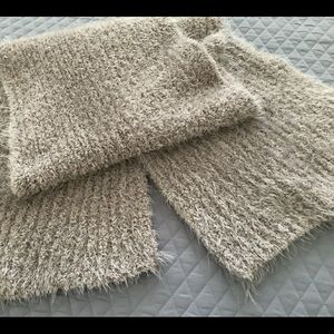 Anthropologie fuzzy acrylic scarf/shoulder wrap. Mocha colored